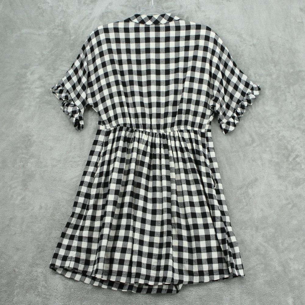 Anthropologie Porridge Dress Womens‎ Small Gingham Dinah Ruffle Shirtdress Black View 2